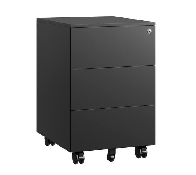 Ladeblok Euroseats 3 gelijke lade 50x39x60cm op wieltjes zwart