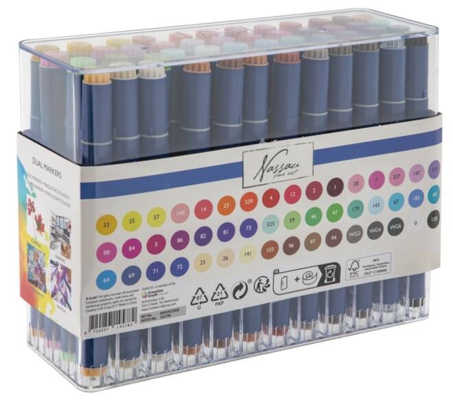 Alcoholmarkers Nassau Arts duopunt set à 48 kleuren
