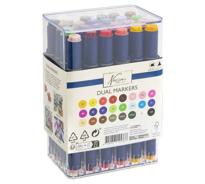 Alcoholmarkers Nassau Arts duopunt set à 24 kleuren