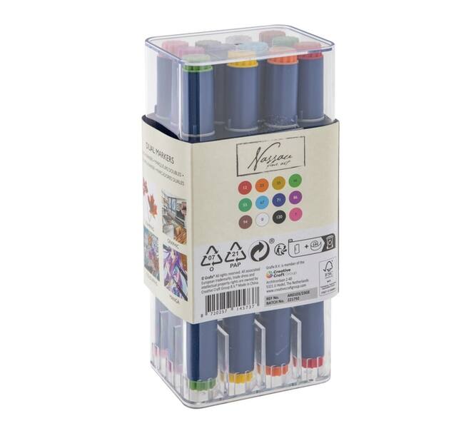 Alcoholmarkers Nassau Arts duopunt set à 12 kleuren