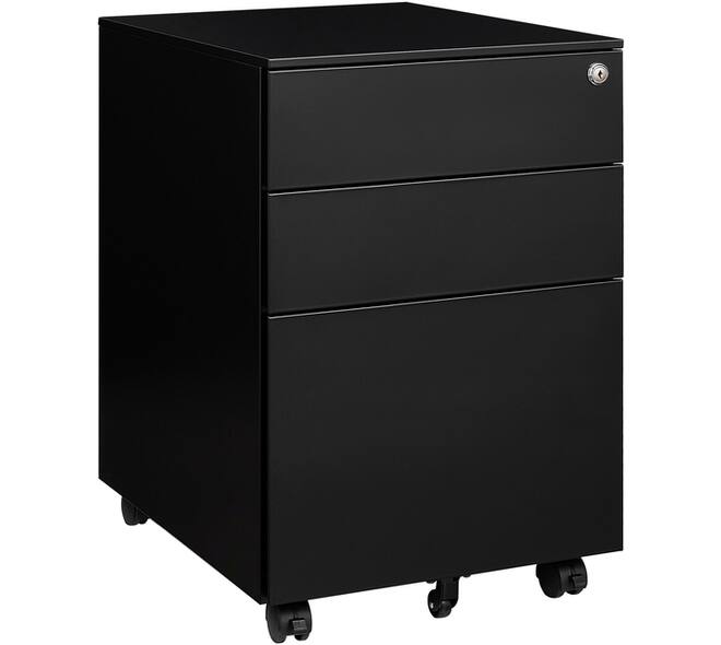 Ladeblok Euroseats 3 lade (2+1) 50x39x60cm op wieltjes zwart