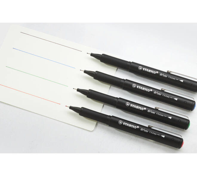 Fineliner STABILO dr!ver fijn assorti 4 stuks