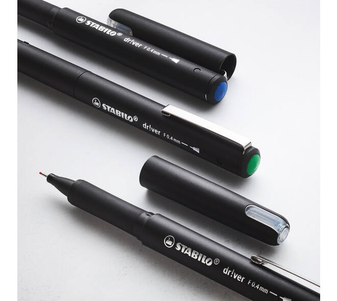 Fineliner STABILO dr!ver fijn assorti 4 stuks