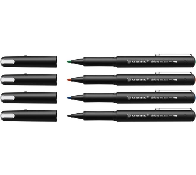 Fineliner STABILO dr!ver medium assorti 4 stuks