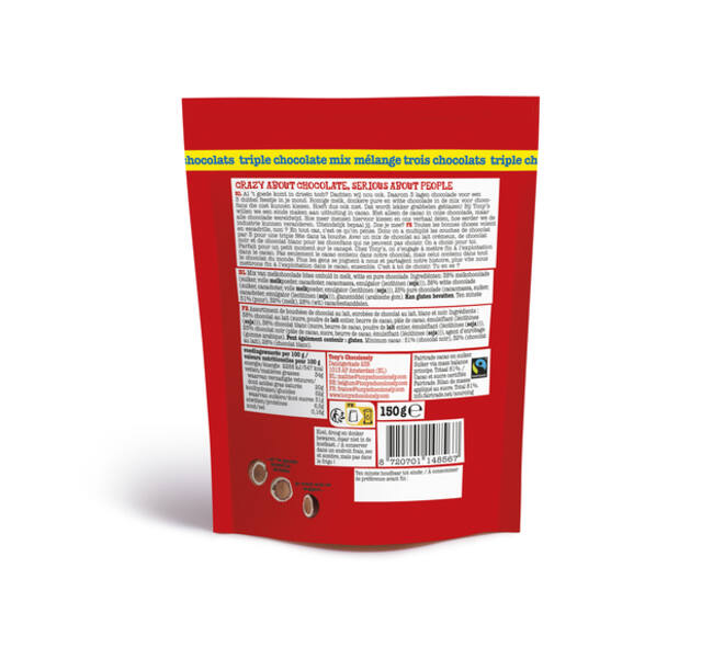 Chocolade Tony's Chocolonely Lil' Bits triple chocolate 150 gram
