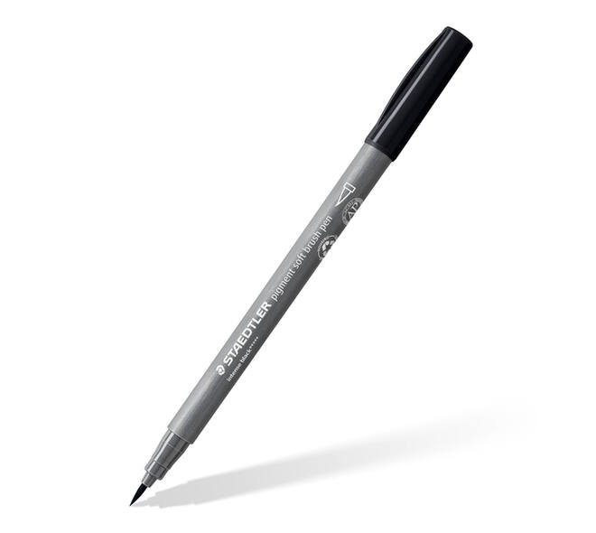 Brushpen Staedtler pigment pen etui à 6 grijze kleuren
