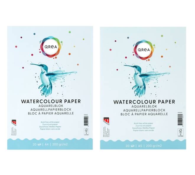 Aquarelblok Qrea A4 20vel 200gr gelijmd