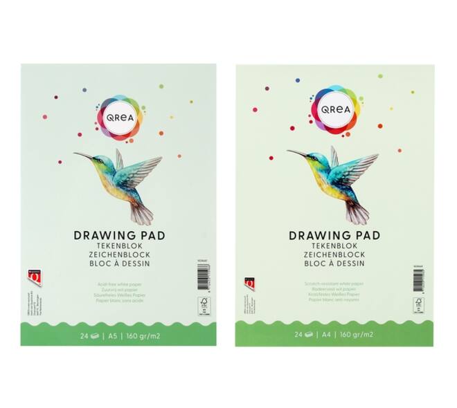 Tekenblok Qrea A4 24 vel 160gr gelijmd