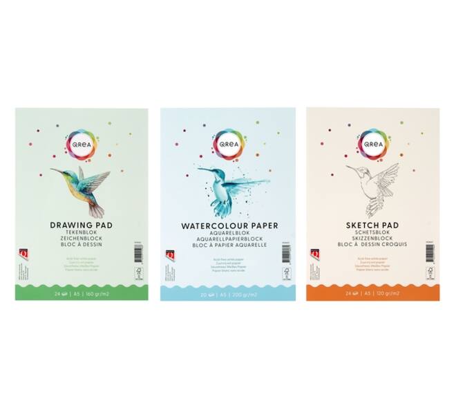 Aquarelblok Qrea A5 20vel 200gr gelijmd