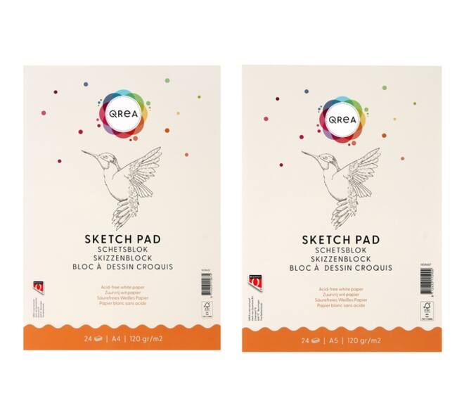 Schetsblok Qrea A5 24 vel 120gr gelijmd
