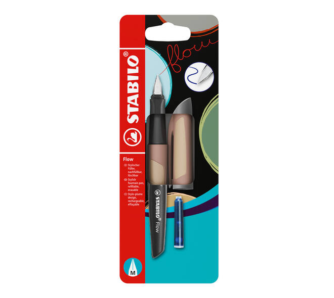 Vulpen STABILO Flow medium lichtbruin blister à 1 stuk