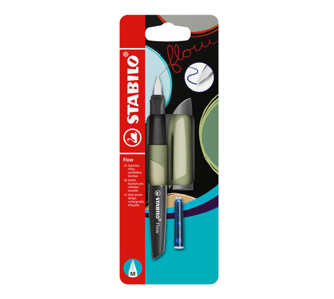 Vulpen STABILO Flow medium khaki blister à 1 stuk
