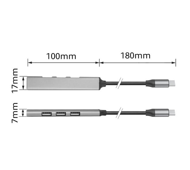 Hub ACT USB-C 3x USB-A 2.0 en 1x USB-A 3.0