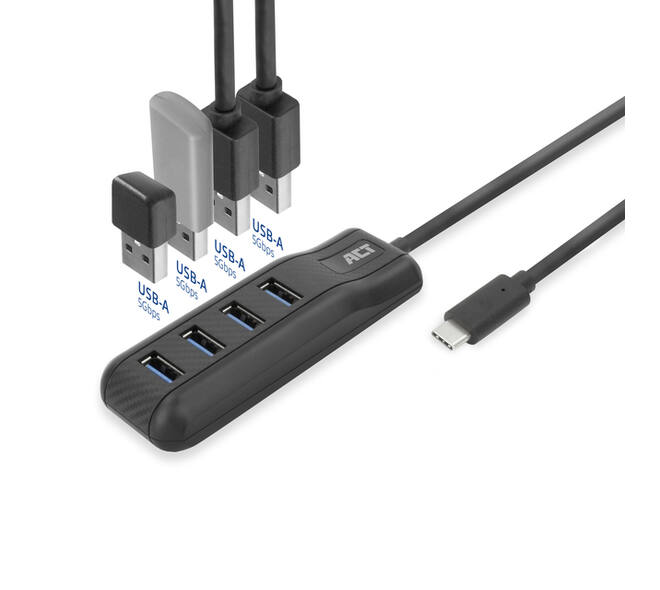 Hub ACT USB-C 3.0 4 poorts USB-A