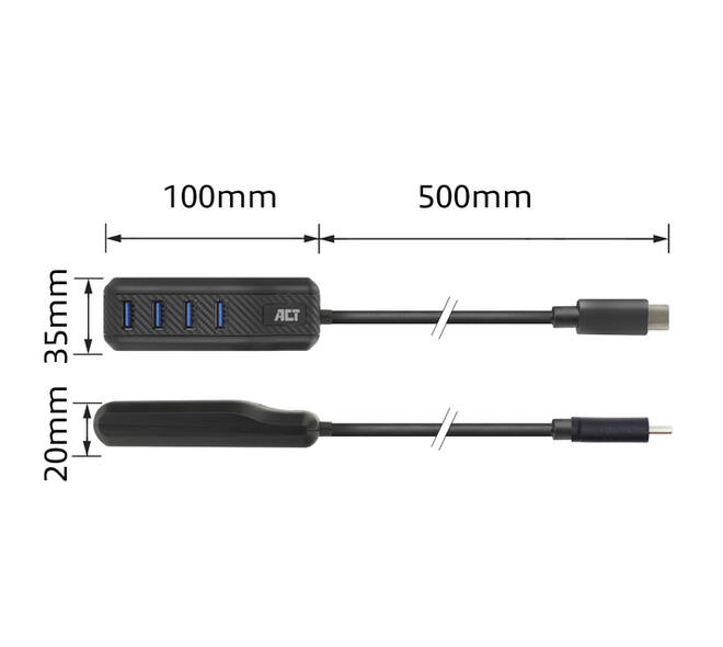 Hub ACT USB-C 3.0 4 poorts USB-A