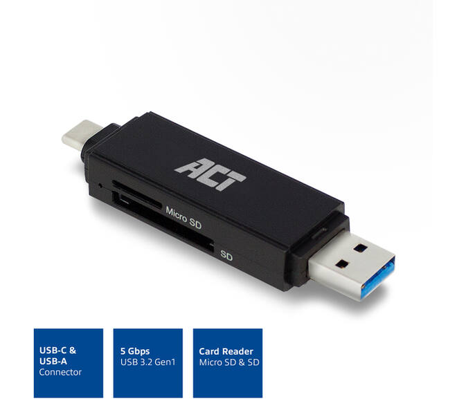 Kaartlezer ACT USB-C/USB-A 3.0