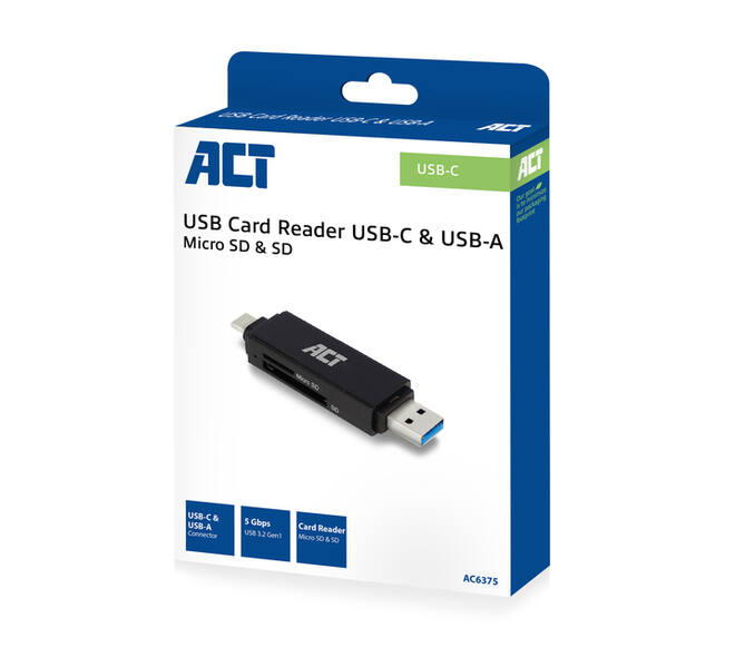 Kaartlezer ACT USB-C/USB-A 3.0
