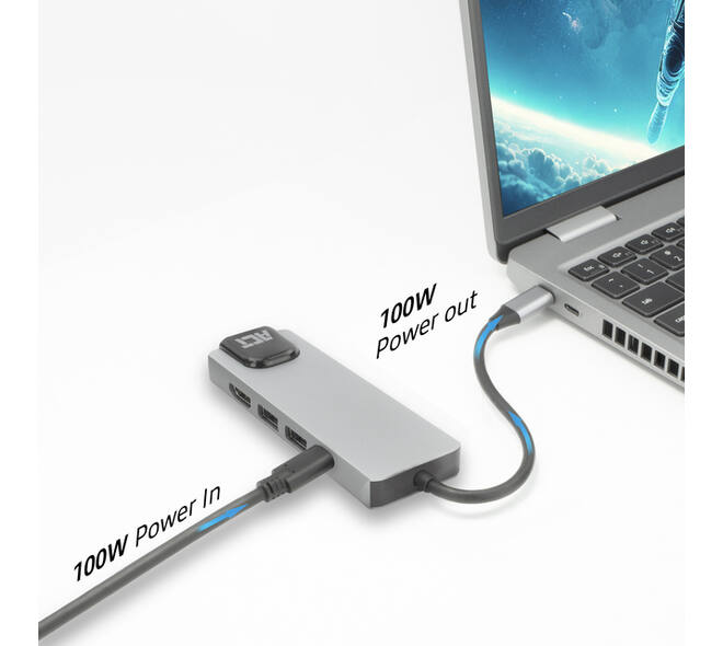 Dockingstation ACT USB-C 4K voor 1 HDMI monitor