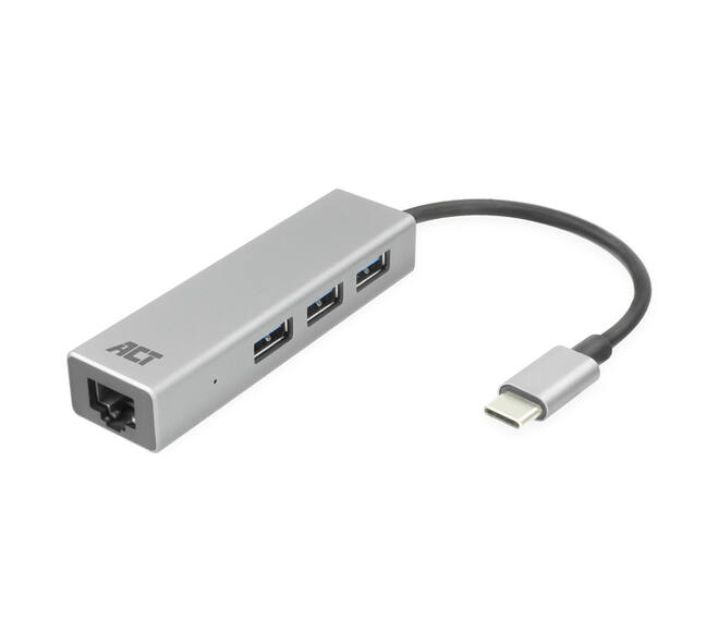 Hub ACT USB-C 3.0 3x USB-A Gigabit ethernet