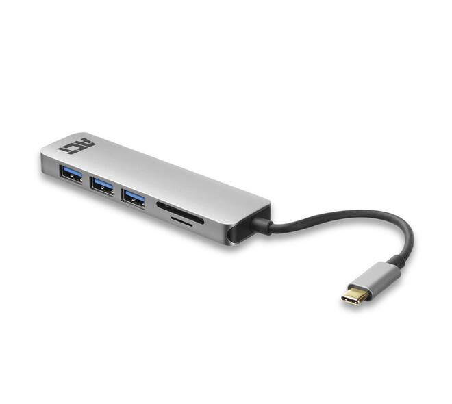 Hub ACT USB-C 3.0, 3x USB-A cardreader PD p-through