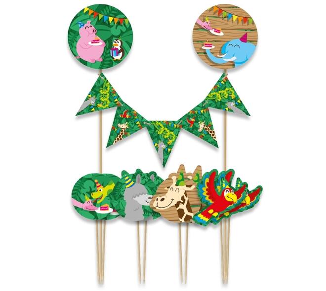 Cake decoratie Jungle 9 stuks