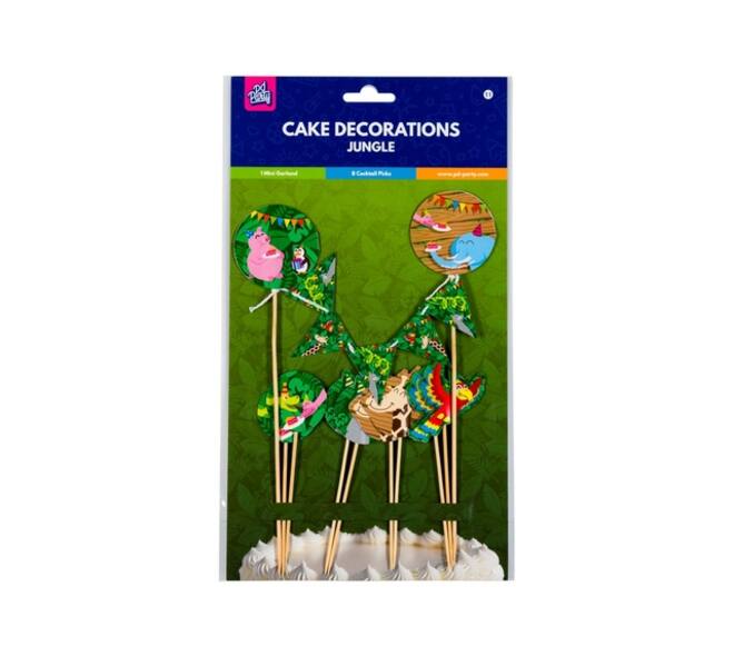 Cake decoratie Jungle 9 stuks