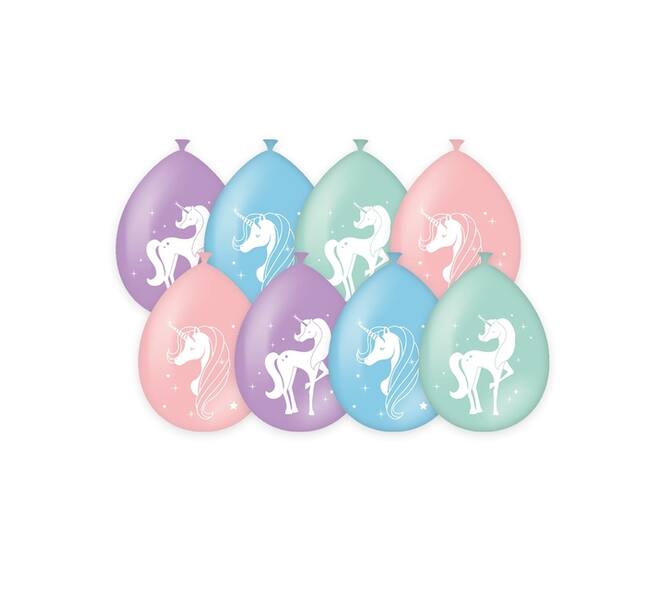 Ballonen Unicorn 30 cm 8 stuks pastel