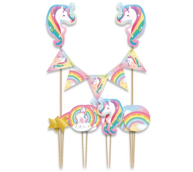 Cake decoratie Unicorn 9 stuks