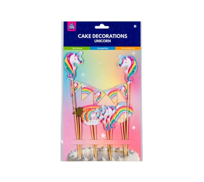 Cake decoratie Unicorn 9 stuks