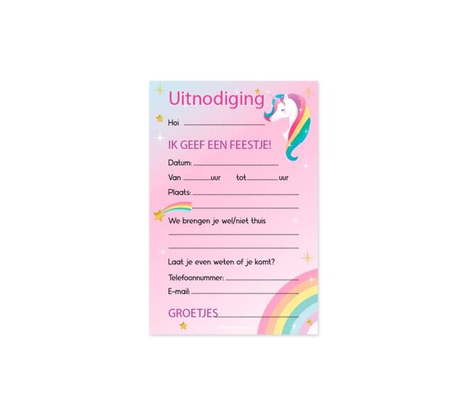Uitnodigingskaarten Unicorn