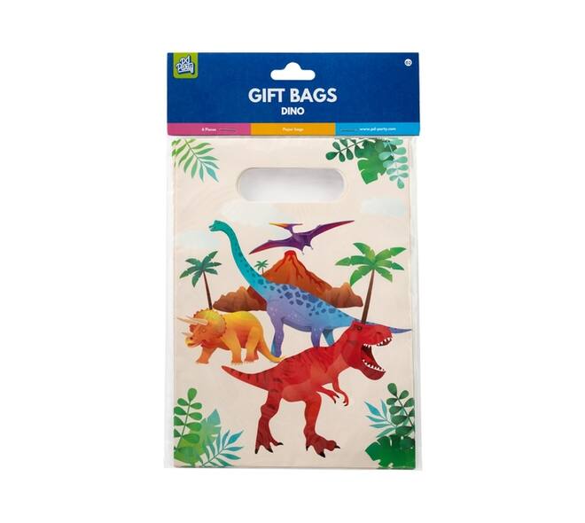 Cadeau tasjes Dino papier 23x16,5cm 6 stuks