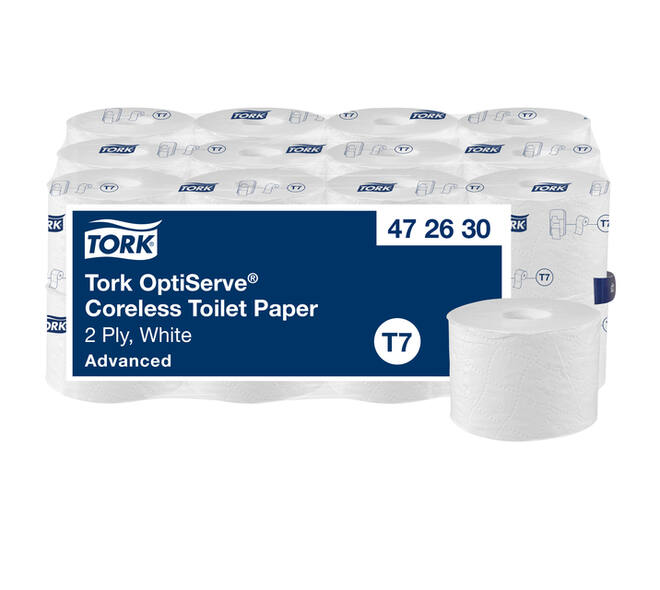 Toiletpapier Tork T7 Advanced Optiserve Coreless 2-laags 94m wit 472630