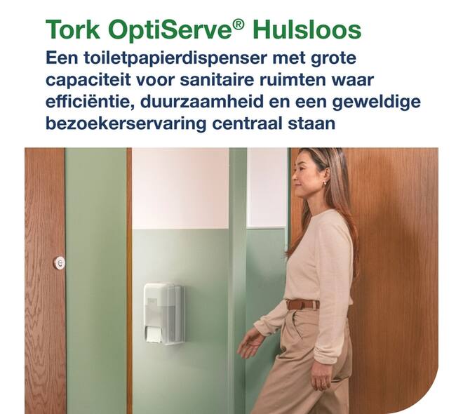 Toiletpapierdispenser Tork T7 Elevation OptiServe Coreless medium verticaal duo wit 558040