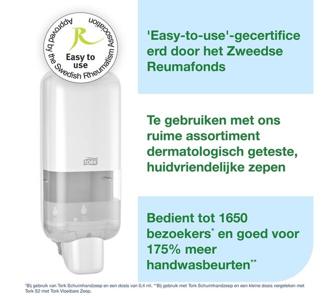 Zeepdispenser Tork S4 Elevation 1000ml wit 564500