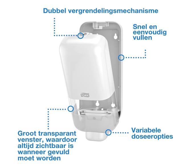 Zeepdispenser Tork S4 Elevation 1000ml wit 564500