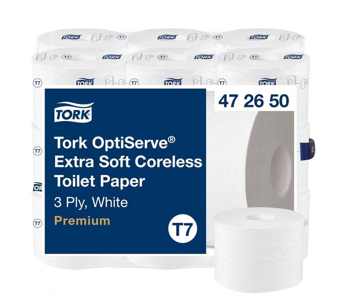 Toiletpapier Tork T7 Premium Optiserve Coreless 3-laags 63m wit 472650