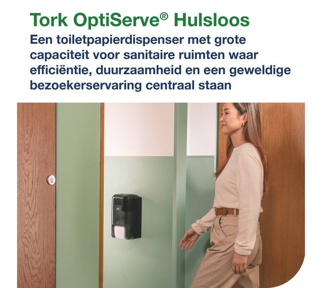 Toiletpapierdispenser Tork T7 Elevation OptiServe Coreless medium verticaal duo zwart 558042