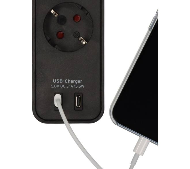 Stekkerdoos Brennenstuhl Ecolor 4vdig incl 2 USB C 1.5m zwart