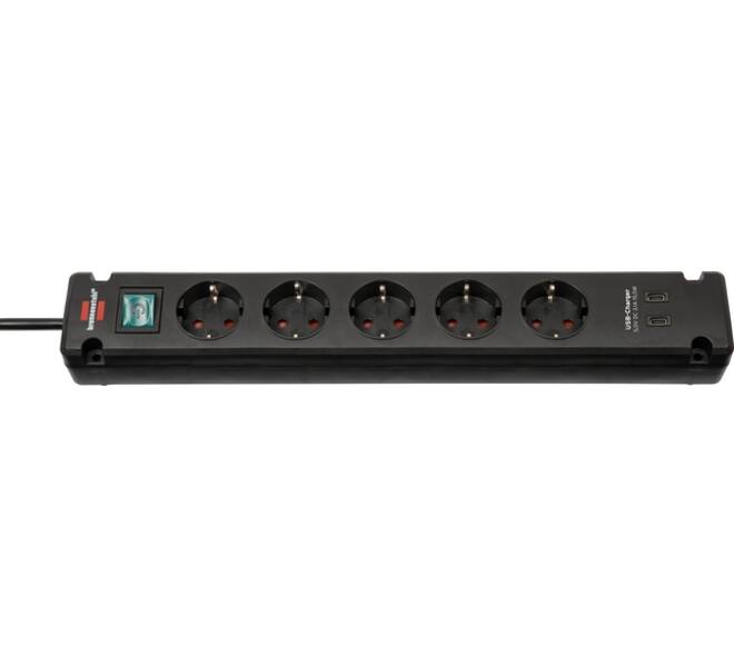 Stekkerdoos Brennenstuhl Bremounta 5vdig incl 2 USB C 3 meter zwart