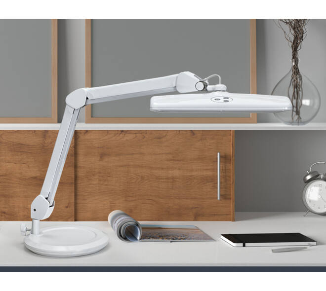 Werkpleklamp MAUL Intro LED dimbaar op voet wit