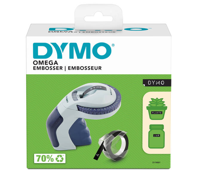 Lettertang Dymo Omega embossing blauw