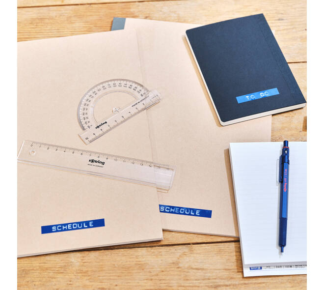 Lettertang Dymo Omega embossing blauw