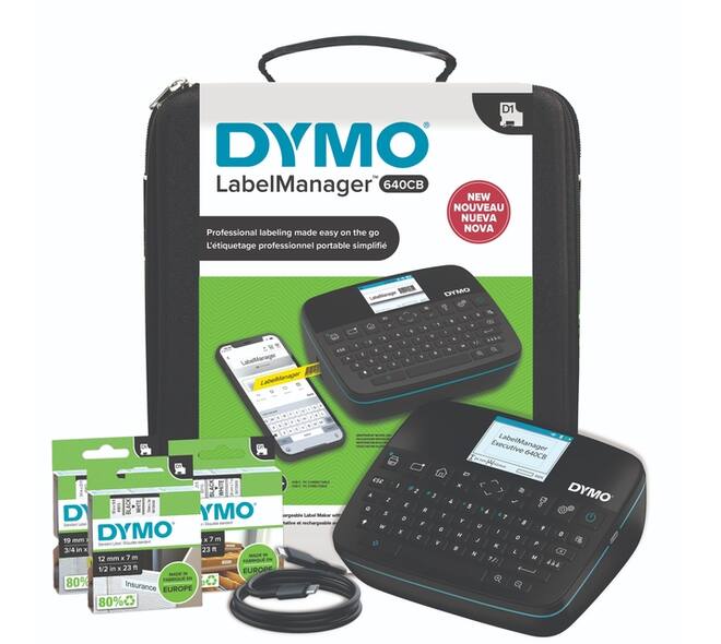 Labelprinter Dymo LabelManager Executive 640CB draagbaar azerty 24mm zwart in koffer