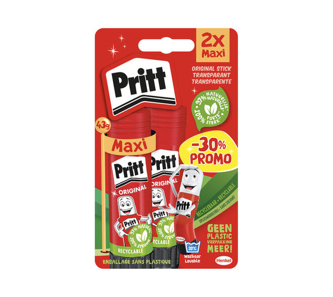 Lijmstift Pritt Stick Original 43gr blister à 2 stuks Promo