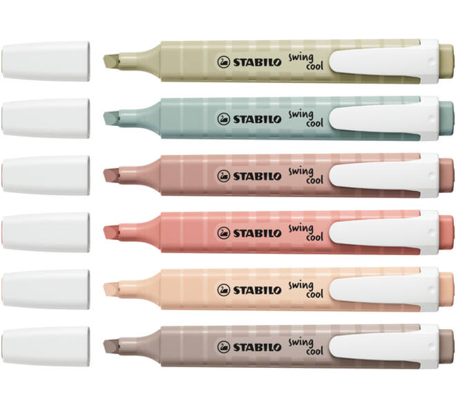 Markeerstift STABILO Swing cool nature colors assorti 6 stuks