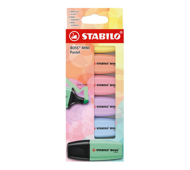 Markeerstift STABILO BOSS mini pastel assorti 6 stuks