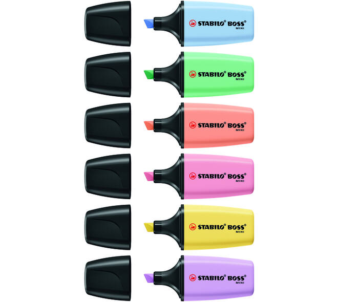 Markeerstift STABILO BOSS mini pastel assorti 6 stuks