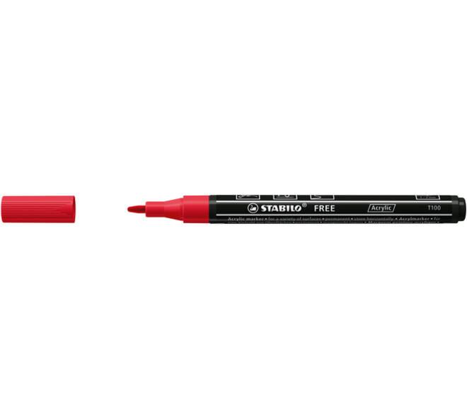 Acrylmarker STABILO  Free Acrylic T100 karmijnrood