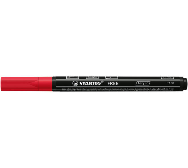 Acrylmarker STABILO  Free Acrylic T100 karmijnrood
