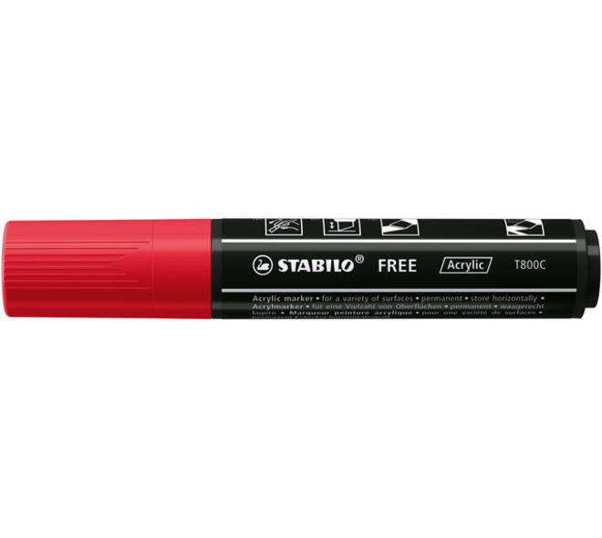 Acrylmarker STABILO  Free Acrylic T800C karmijnrood